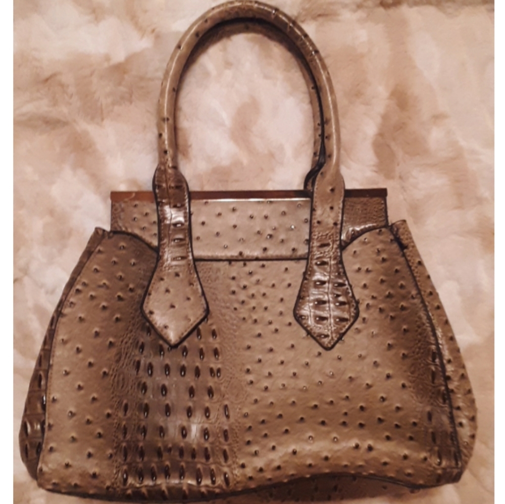 EST 1946 faux ostrich handbag